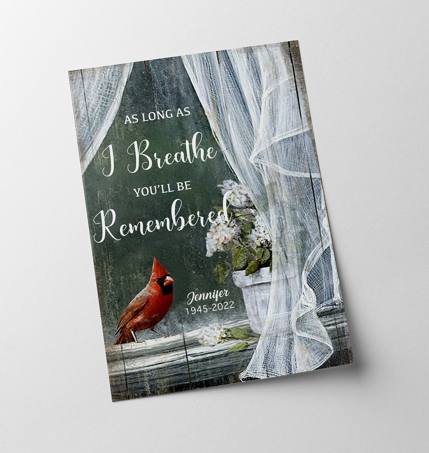 Personalized Cardinal Bird – As Long As I Breathe You'll Be Remembered - Poster