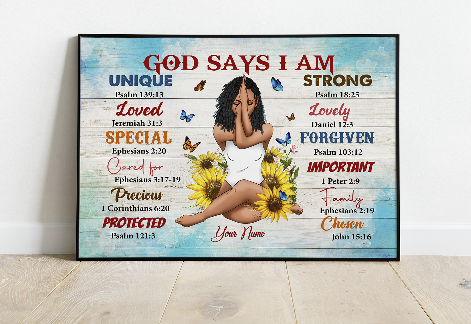 Personalized Black Queen, Black Girl With Yoga, God Says I Am - Standard Poster