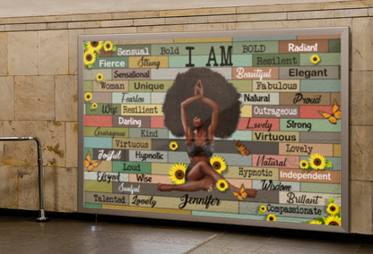 Personalized Black Queen, Black Girl With Yoga – I Am Sensual, Bold, Radiant, Fierce, Strong, Resilient Poster