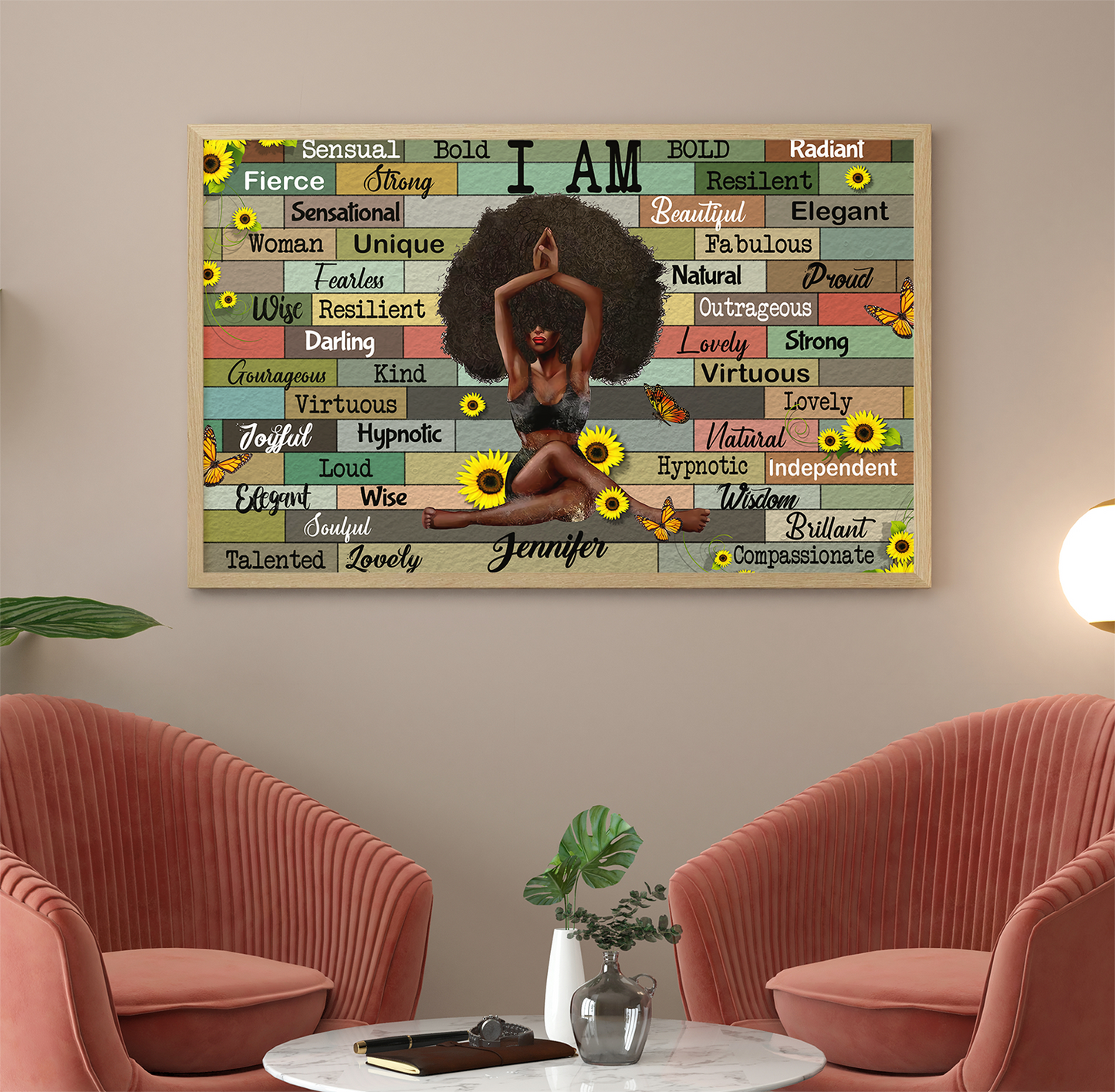 Personalized Black Queen, Black Girl With Yoga – I Am Sensual, Bold, Radiant, Fierce, Strong, Resilient Poster