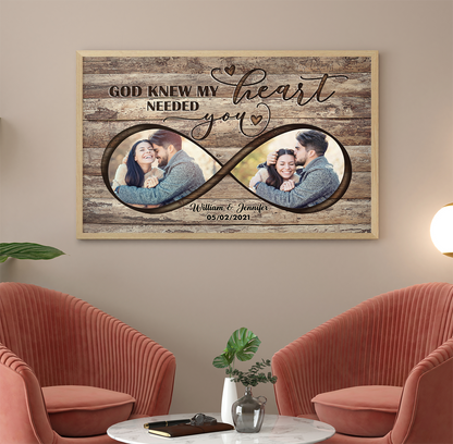 Personalized God Knew My Heart Needed You Custom Photo, Anniversary Gifts, Gift For Lover Poster