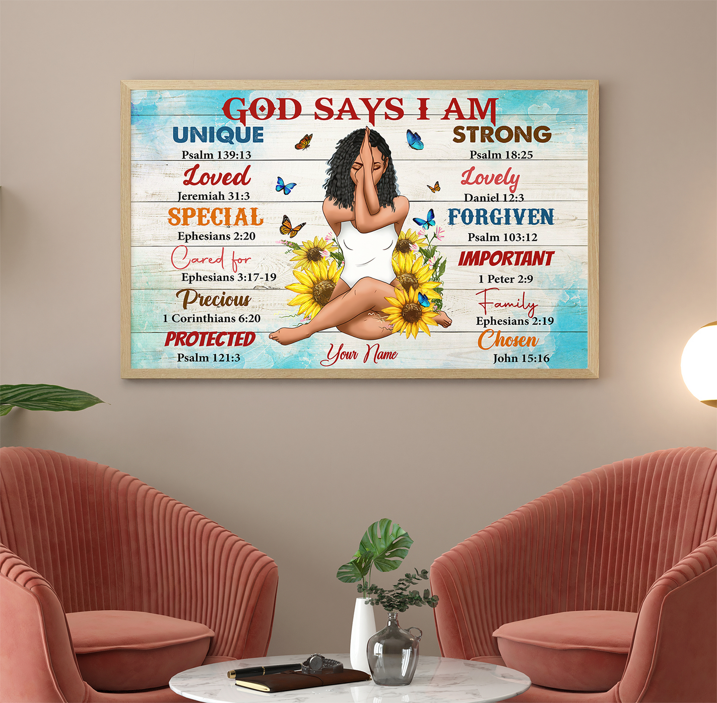 Personalized Black Queen, Black Girl With Yoga, God Says I Am - Standard Poster