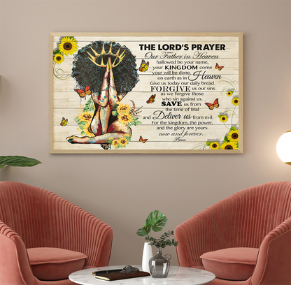 The Lord's Prayer Our Father In Heaven Girls Scripture Prayer God Christian African Black Queen Poster