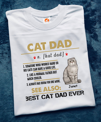 Personalized, Cat Dad Definition, Best Cat Dad Ever, Custom Gift for Cat Lovers,  Standard T-Shirt