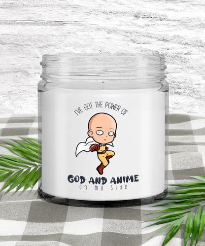 I’ve Got the Power of God and Anime on My Side Meme Candle