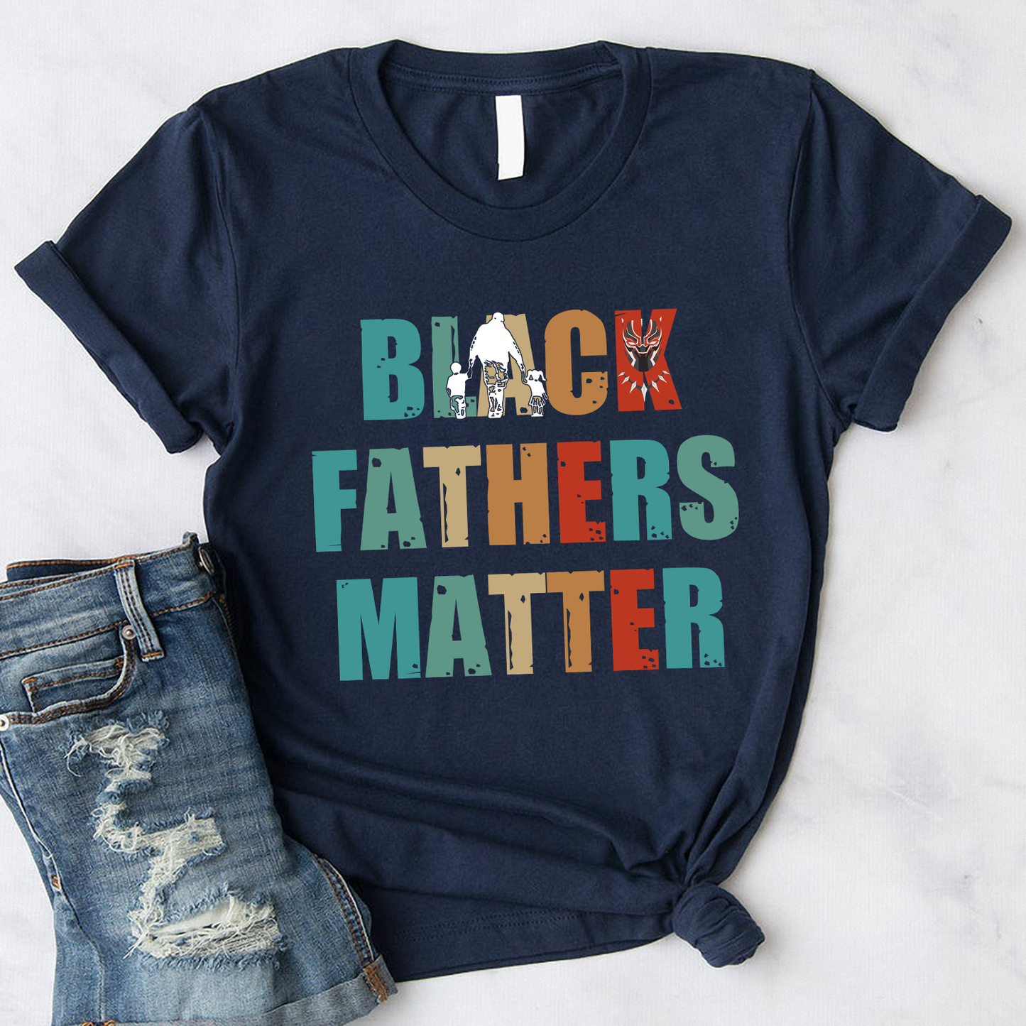 Black Fathers Matter Dad and Son and Daughter Standard T-Shirt