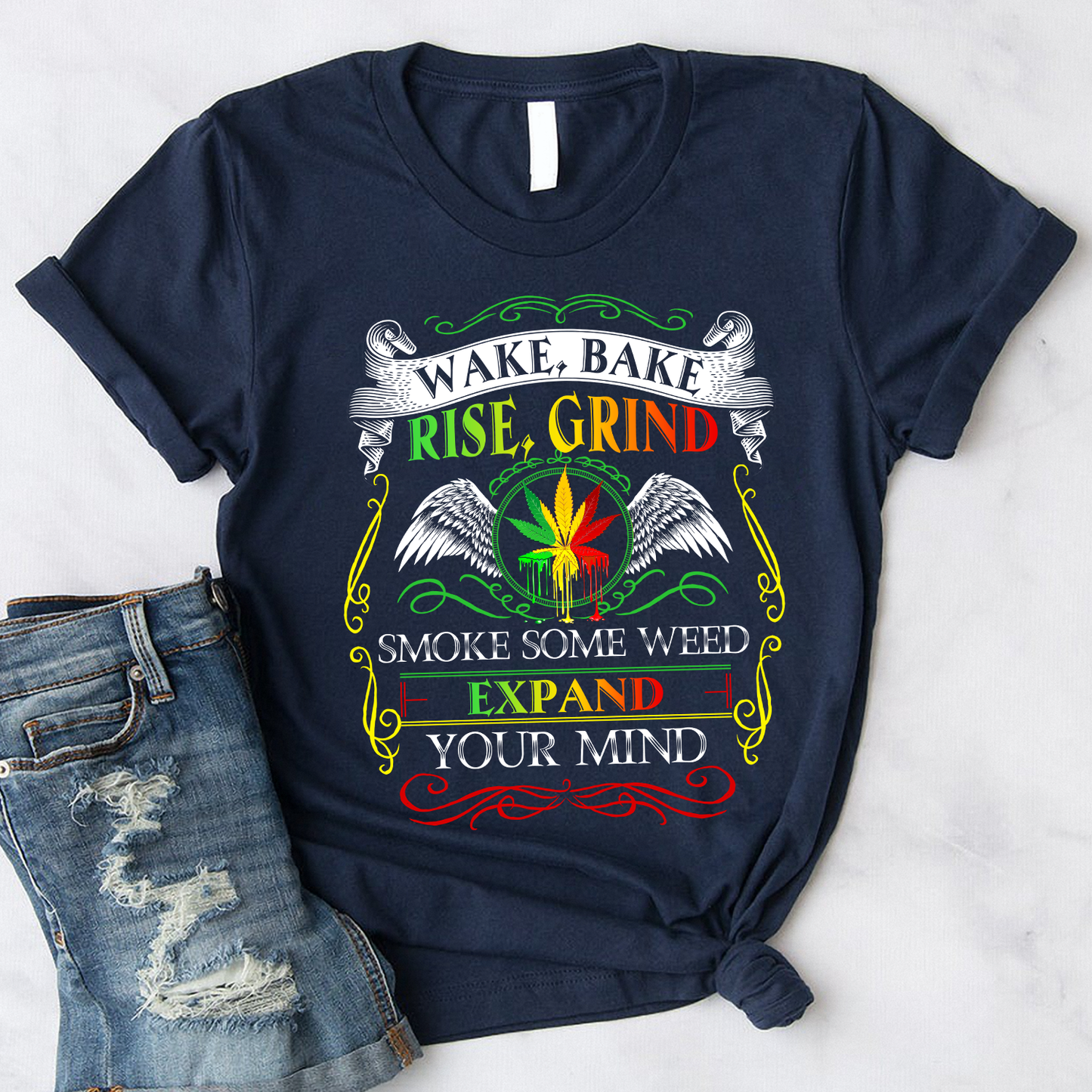 Wake Bake rise grind expand your mind Standard T-Shirt