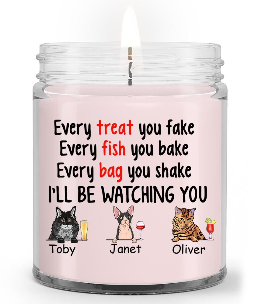 Personalized I'll Be Watching You Cat Lovers Funny, Drink cat Soy Wax Candle