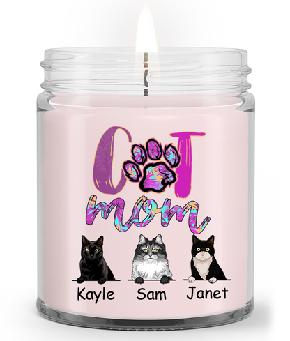 Personalized Custom Cat Soy Wax Candle Cat Mom