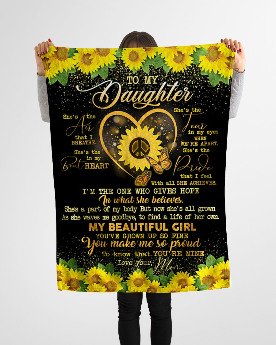 To My Daughter She A Part Of My Body My Beautiful Girl Super Soft Sunflowers Fleece Blanket