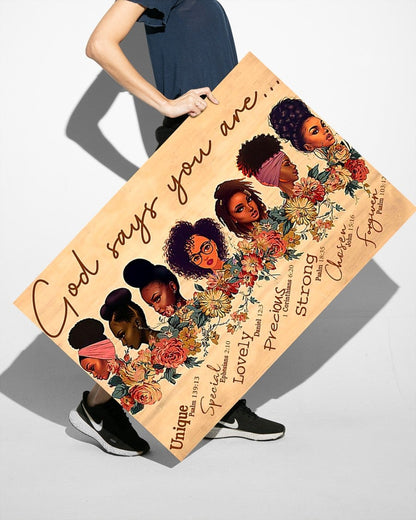 Black Girls God says you are unique special lovely precious strong chosen forgiven Standard Poster