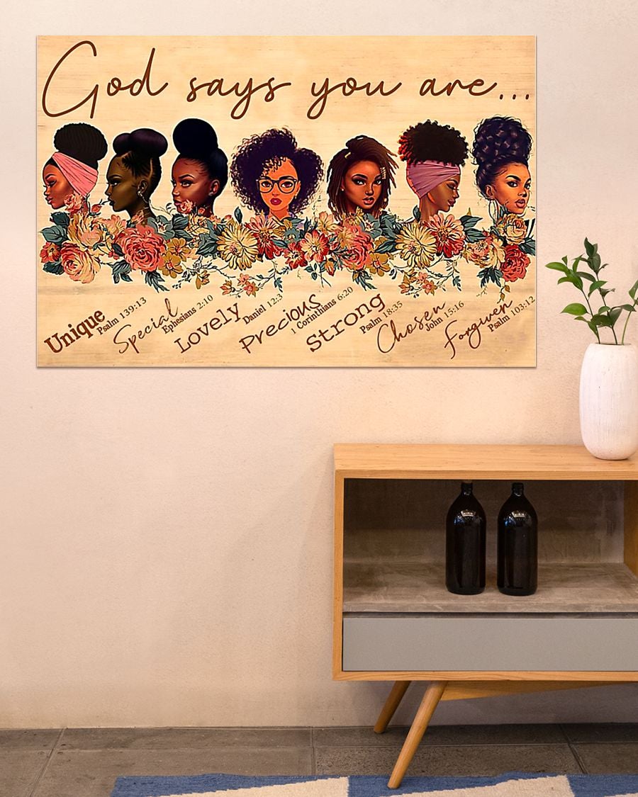 Black Girls God says you are unique special lovely precious strong chosen forgiven Standard Poster