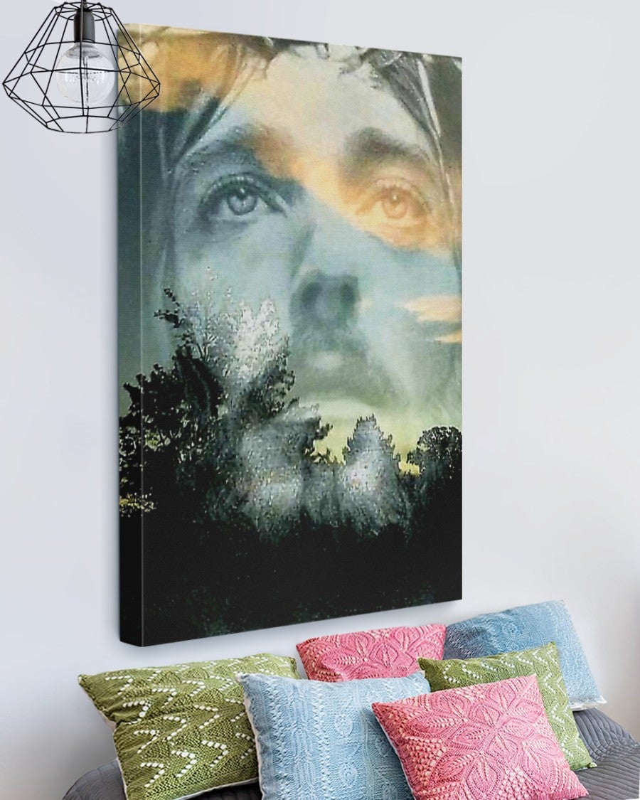 Jesus Face Christian Religious Canvas Family Sign Decor Birthday Christmas Wedding Housewarming Gift Ready To Hang Matte Canvas (1.25")