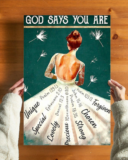 God Says You Are Poster, Ballet Poster, Girl Unique Special Poster, Ballet Lovers Poster, Girl Loves Ballet, Home Living, Home Decor Standard Poster