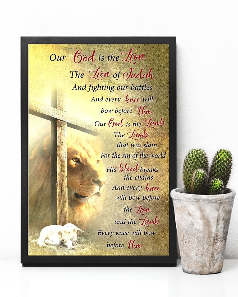 God is the lion and the lamb Standard Poster