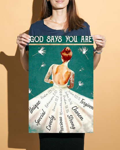 God Says You Are Poster, Ballet Poster, Girl Unique Special Poster, Ballet Lovers Poster, Girl Loves Ballet, Home Living, Home Decor Standard Poster