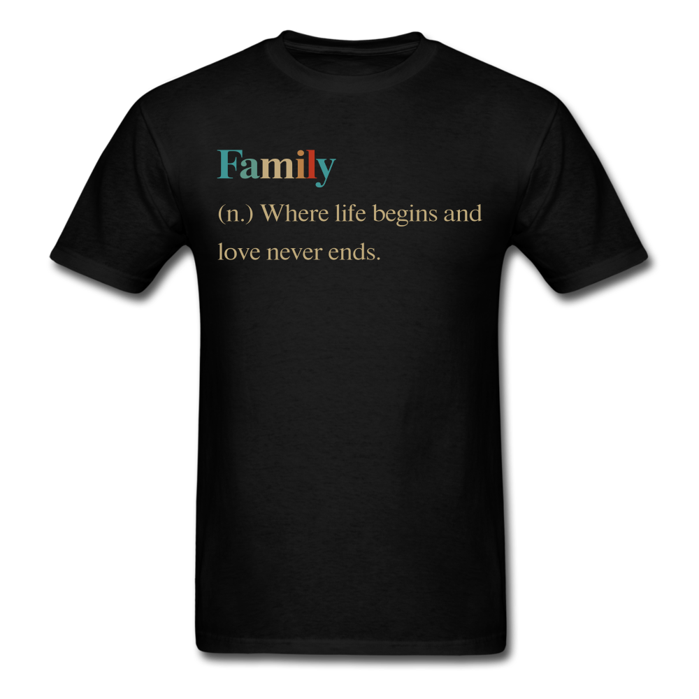 Family Where Life Begins And Love Never Ends T-Shirt - black