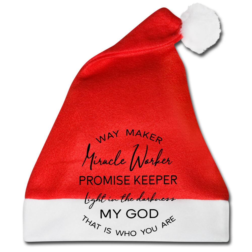 Way Maker Miracle Worker Promise Keeper My God Santa Hat - red