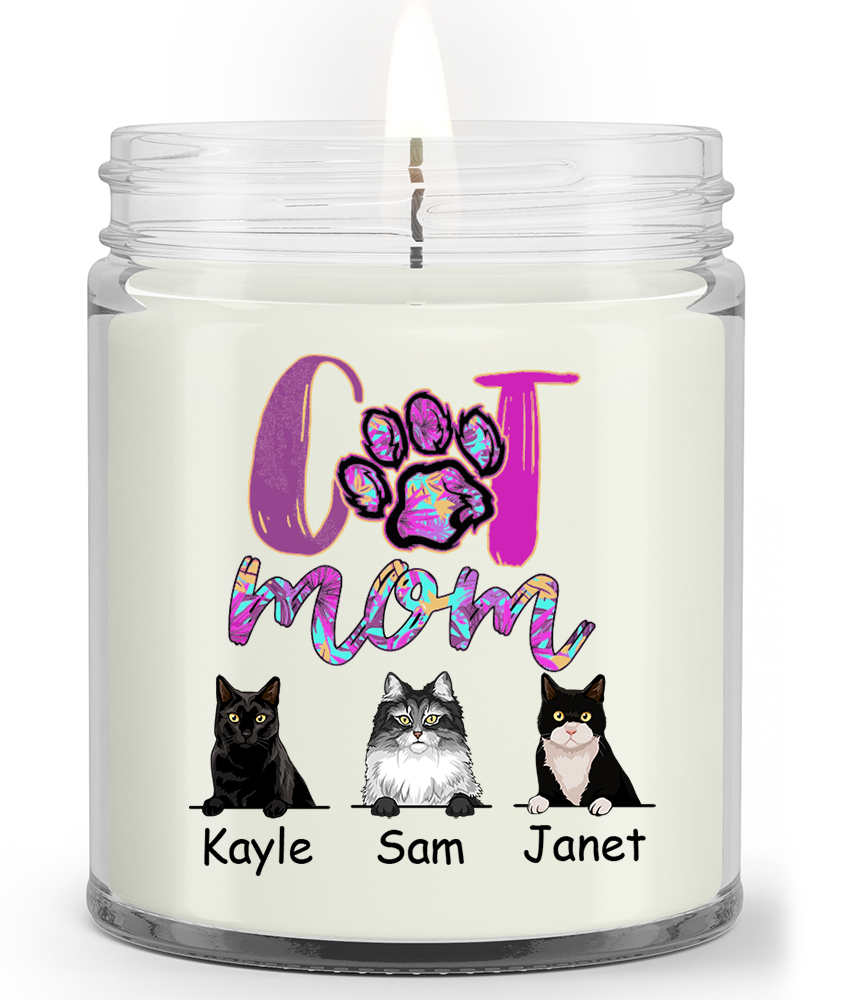 Personalized Custom Cat Soy Wax Candle Cat Mom