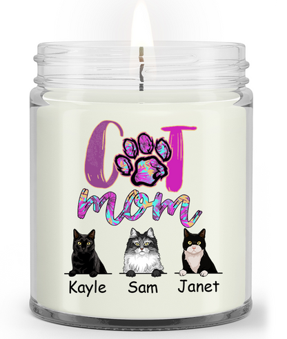 Personalized Custom Cat Soy Wax Candle Cat Mom