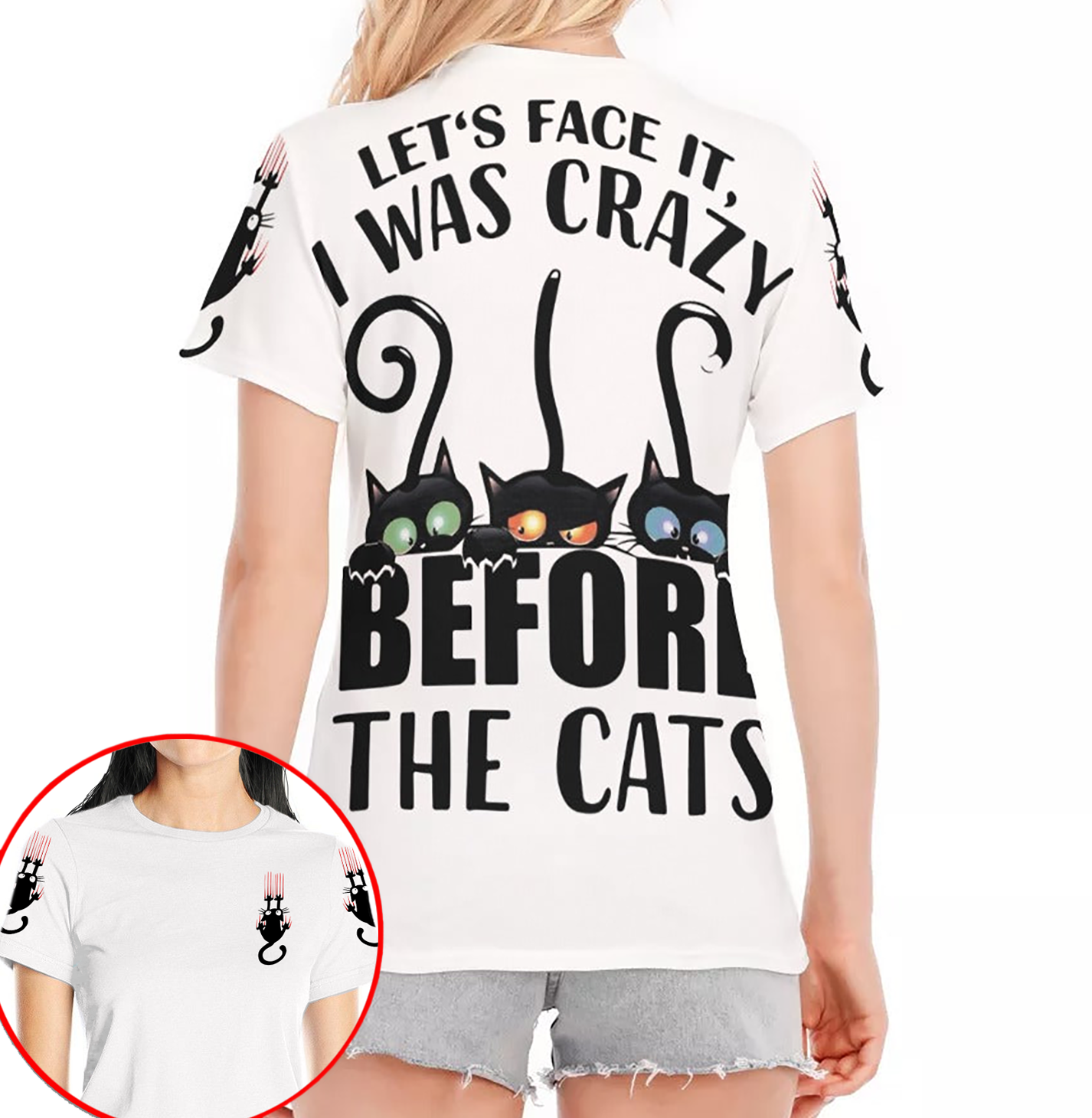 Let's Face It I Was Crazy Before The Cats All-Over Print T-Shirt | 190GSM Cotton