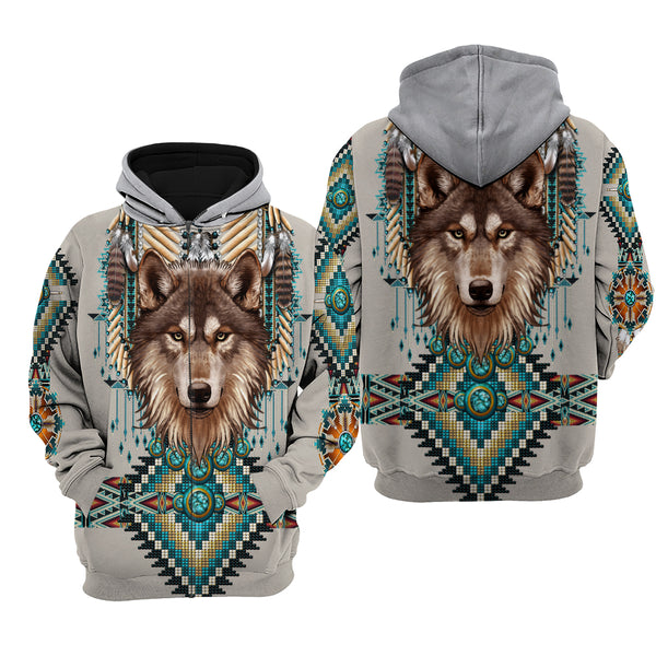 Tribal Wolf Black Howling Wolf Native American Zip Bowling Jersey  Personalized - Godoprint