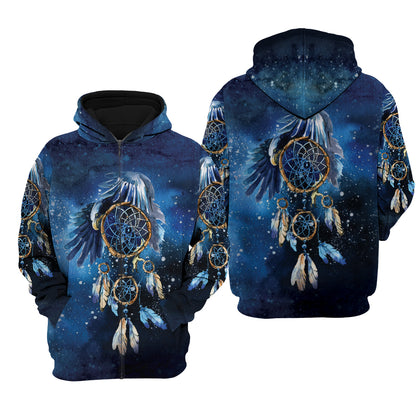 Blue Dreamcatcher Native American 3D All Over Print Hoodie and Zip Hoodie